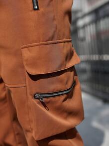 Manfinity LEGND Men's Elastic Waist Cargo Pants - Brown - View 7