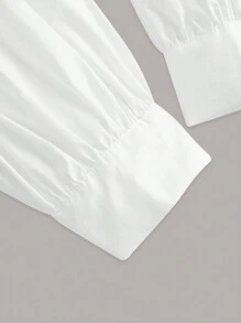 SHEIN MOD Plus Colourblock 2 In 1 Shirt Dress With Tie - Black and White - View 4