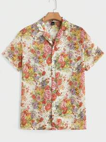 Manfinity RebelGame Nam In hoa Vá lại Vòng cổ Ngắn tay Áo sơ mi - Nhiều màu - Xem 1