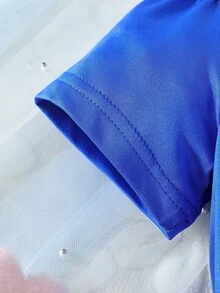 嬰兒女孩彩虹拼接連身衣 - 藍色 - 查看 5