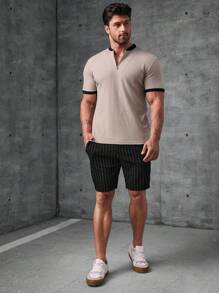Manfinity VCAY Men's Striped Knitted Shorts Sweat Plain Black Urban Casual