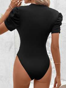 SHEIN Clasi 女士黑色V领连体衣 - 黑色 - 查看 2