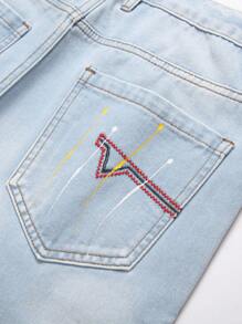 Quần Short Denim Rách Thường Ngày Cho Nam Cho Mùa Hè - Rửa nhẹ - Xem 5