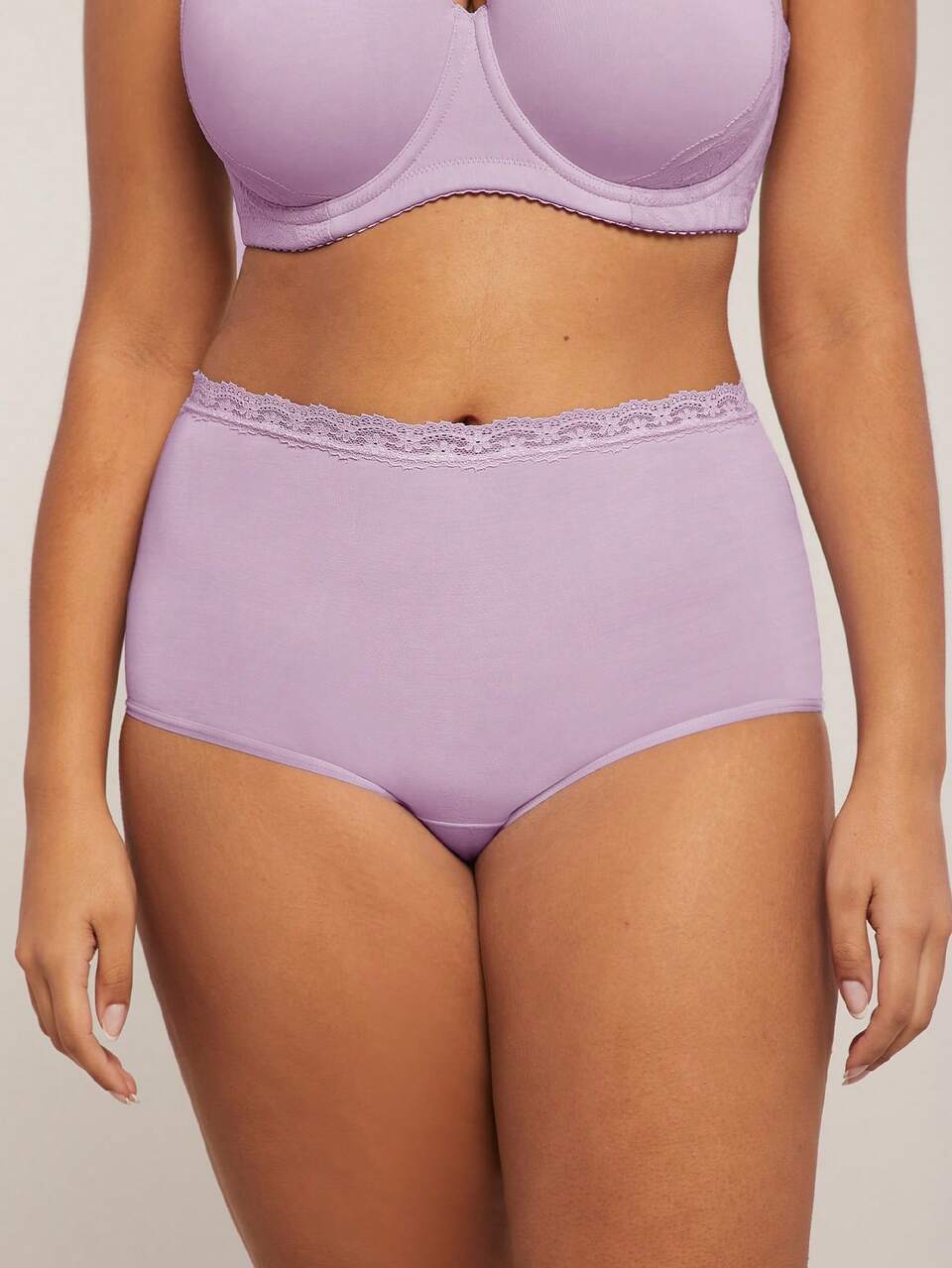 3-Pack Modal High Waist Boyshorts Lace Trim Women Underwear Panties Set