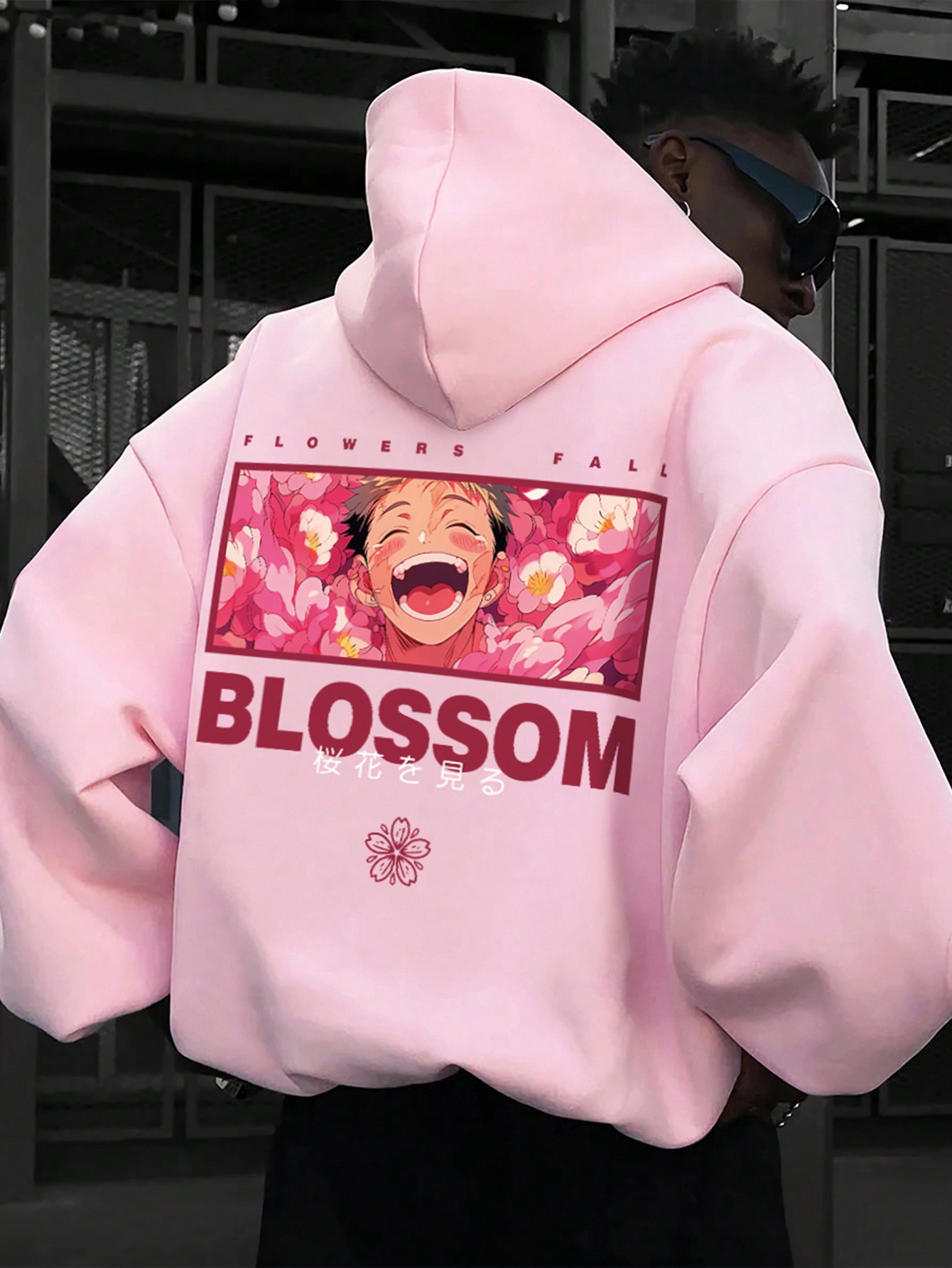 Manfinity Dauomo Men's Cartoon Character & Letter Printed Fleece Hoodie With Drawstring