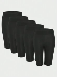 少女黑色弹力腰带百慕大短裤，百慕大短裤/打底裤 - 黑色 - 查看 1