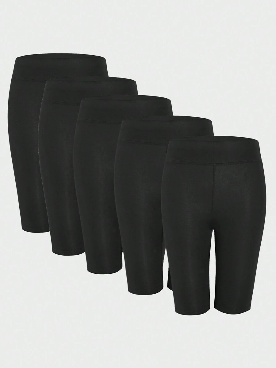 少女黑色弹力腰带百慕大短裤，百慕大短裤/打底裤 - 黑色 - 查看 1