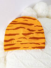 SHEIN 新生男嬰夏季可愛時尚老虎圖案連身衣、老虎印花短褲、帽子、口水圍兜、手套等禮品套裝 - 黃色 - 查看 3