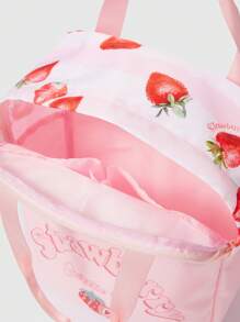 ROMWE Kawaii Pink Strawberry Print Women'S Fashionable Backpack Valentines - Pink - View 5