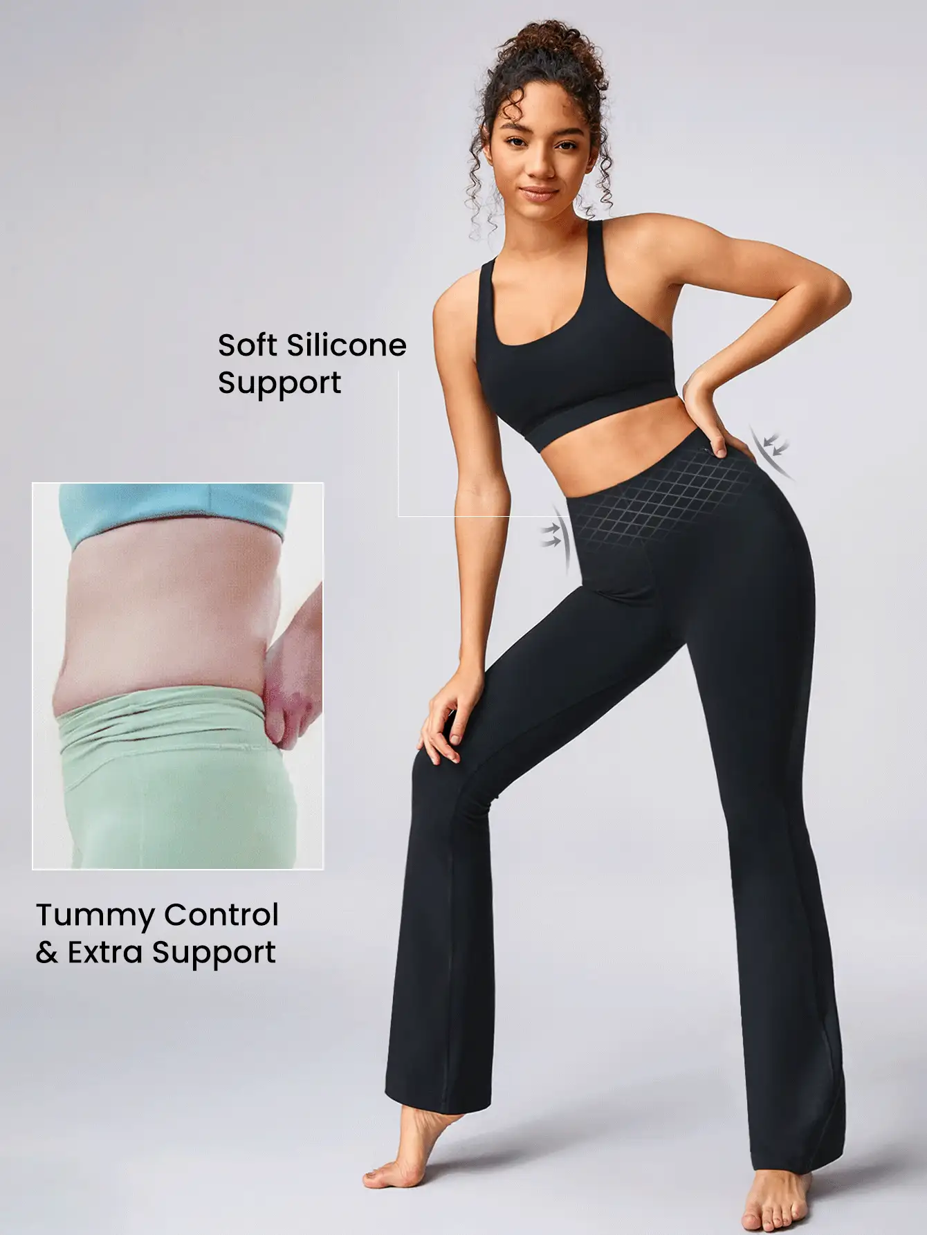 GLOWMODE 30" Featherfit™修身顯瘦工作室喇叭褲,帶拉鍊口袋 - 黑色 - 查看 2