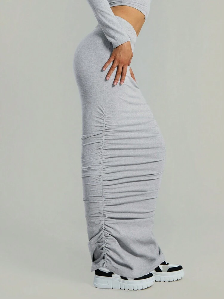 Soft Cotton Elastane Low Rise Maxi Skirt Summer Party Casual