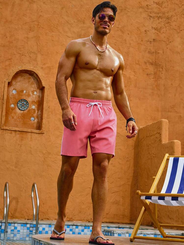 Men's Drawstring Waist 2-In-1 Beach Shorts