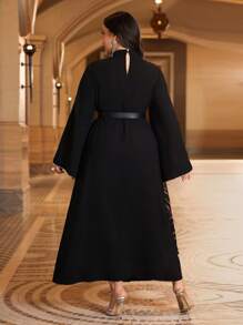 Al Najma Plus Size Glitter Patchwork Flare Sleeve Dress