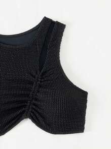 Swim Basics Bộ bikini xếp nếp màu trơn dành cho nữ đi biển mùa hè Carnival - màu đen - Xem 6