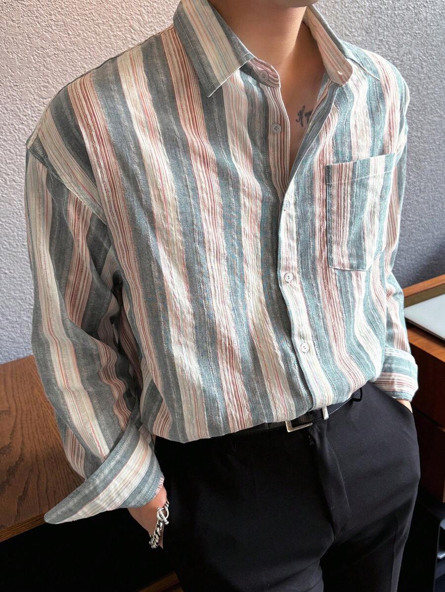 DAZY 男士條紋春夏襯衫 - 彩色 - 查看 1