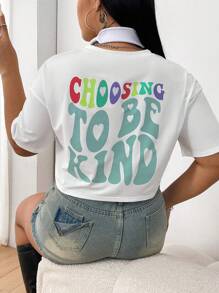 Flirla 女性加大碼短tee,帶有有趣字母