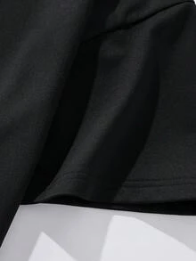 男士口號印花圓領t恤 - 黑色 - 查看 4