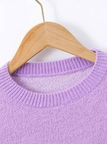 Suéter Juvenil Para Niñas Con Diseño Floral Sencillo A Juego Para Primavera/verano - Morado - Ver 4