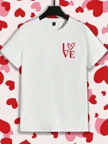 Manfinity RebelGame Men's Valentine's Day T-Shirt With Heart & Letter Print - White - View 1