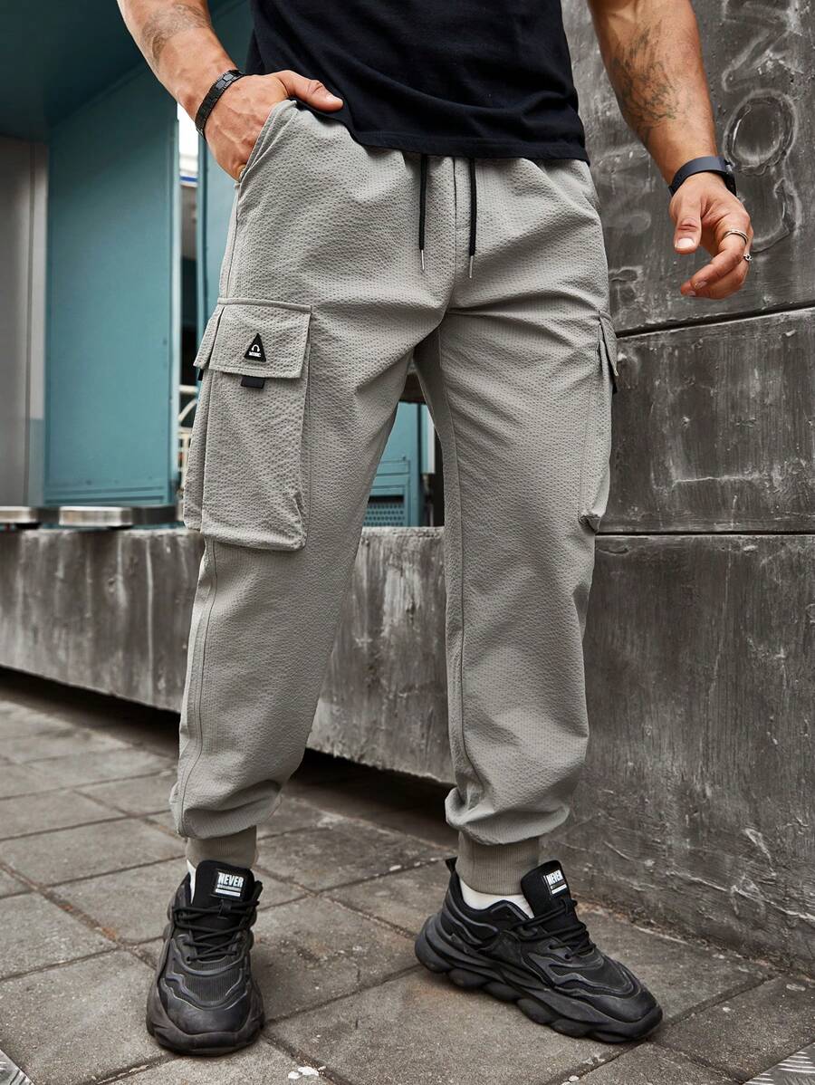Manfinity Homme Men's Cargo Tapered Pants - Grey - View 1