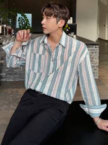 DAZY 男士條紋春夏襯衫 - 彩色 - 查看 4