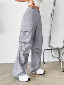 SHEIN Unity 女性鬆褶工裝褲 - 灰色 - 查看 6