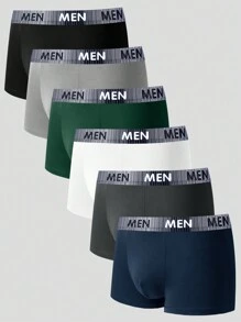 EasyFave 6 Pièces /set Boxer De Caleçon Pour Hommes À Motif De Blocs De Couleur Avec Ceinture Tissée