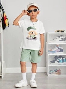 SHEIN Conjunto De 2 Camisetas De Manga Curta Com Padronagem De Desenho Animado Para Menino(a) Jovem