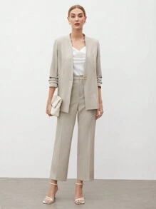 BizChic Ladies' Solid Color Straight Leg Suit Pants - Khaki - View 11