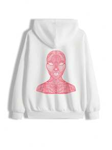 Ktopium Artist Women's Regular Fit Hooded Portrait Printed Sweatshirt - White - View 1