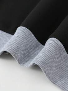 Manfinity Dauomo Men's Colorblock Casual Drawstring Hoodie - Black - View 5