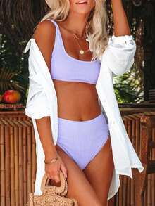 女士纯色休闲沙滩单排扣衬衫夏季