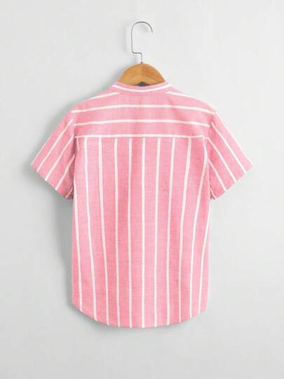 SHEIN Tween Boy Casual Striped Cardigan Shirt