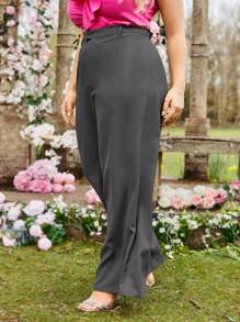 SHEIN Essnce Pantalon Taille Haute Et Large Pour Femmes Grande Taille