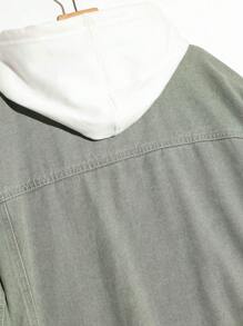 Manfinity Homme Men's Plus Size Denim Jacket, Featuring Letter Embroidery - Green - View 8