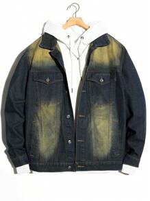 Manfinity Homme Men's Plus Size Vintage Denim Jacket - Blue - View 1