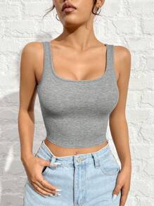 SHEIN EZwear Grey Knit Women's Tight Top - Grey - View 4