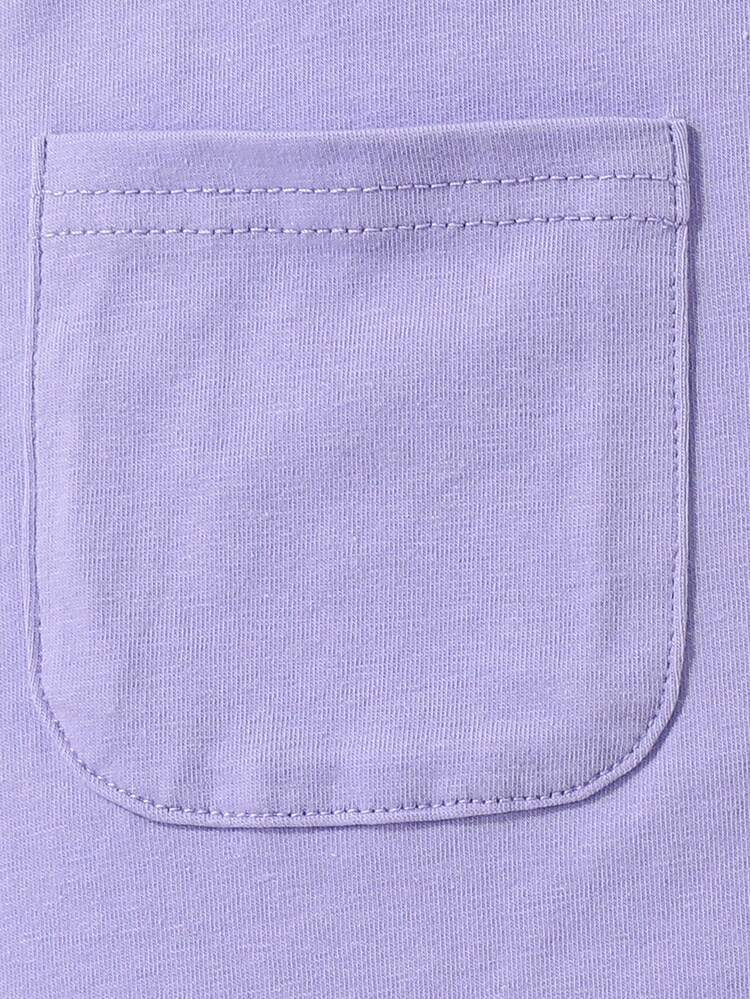 Baby Girl Casual Knit Solid Color Bubble Sleeve Top And Purple Strap Dress Set