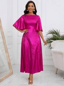 SHEIN Clasi 純色擴張袖洋裝 - 玫紅色 - 查看 6