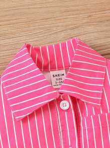 Baby Girl Striped Belted Shirt Romper