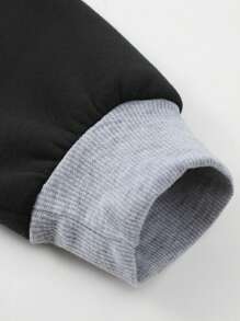 Manfinity Dauomo Men's Colorblock Casual Drawstring Hoodie - Black - View 3