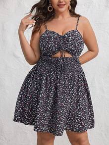 SHEIN VCAY Kích thước lớn In hoa Dây đeo Mì Ý  Đầm Với Vibes kỳ nghỉ - Nhiều màu - Xem 3