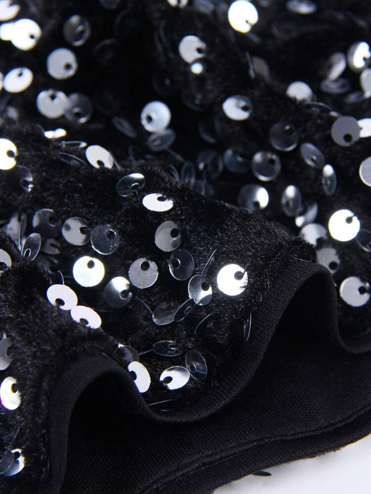 Two Pieces Sequined Super Short Cami Top And Skirt Set