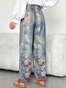 SHEIN LUNE 女士花卉印花長褲 - 彩色 - 查看 2