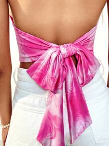 Soleia 女裝露背領花卉印花短款上衣