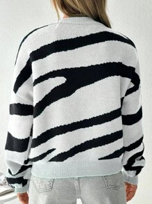 EURMUSE Maglione A Maniche Lunghe Con Gocciolamento E Stampa Leopardata Per Donne - Multicolore - Visualizzare 2