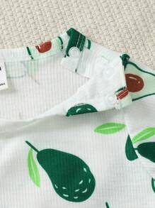 时尚休闲牛油果印花短袖圆领连体衣，男婴夏季款 - 綠色 - 查看 6