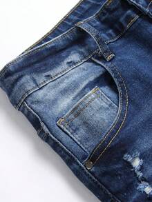 Nam Cao Co giãn Retro Gầy Quần legging thẳng - Màu xanh lam - Xem 3