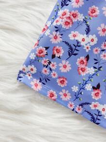 Vestido de punto con estampado floral elegante para bebé niña con diadema - Multicolor - Ver 5
