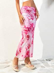 Soleia Women's Vacation Style Slit Hem Skirt - Multicolor - View 4